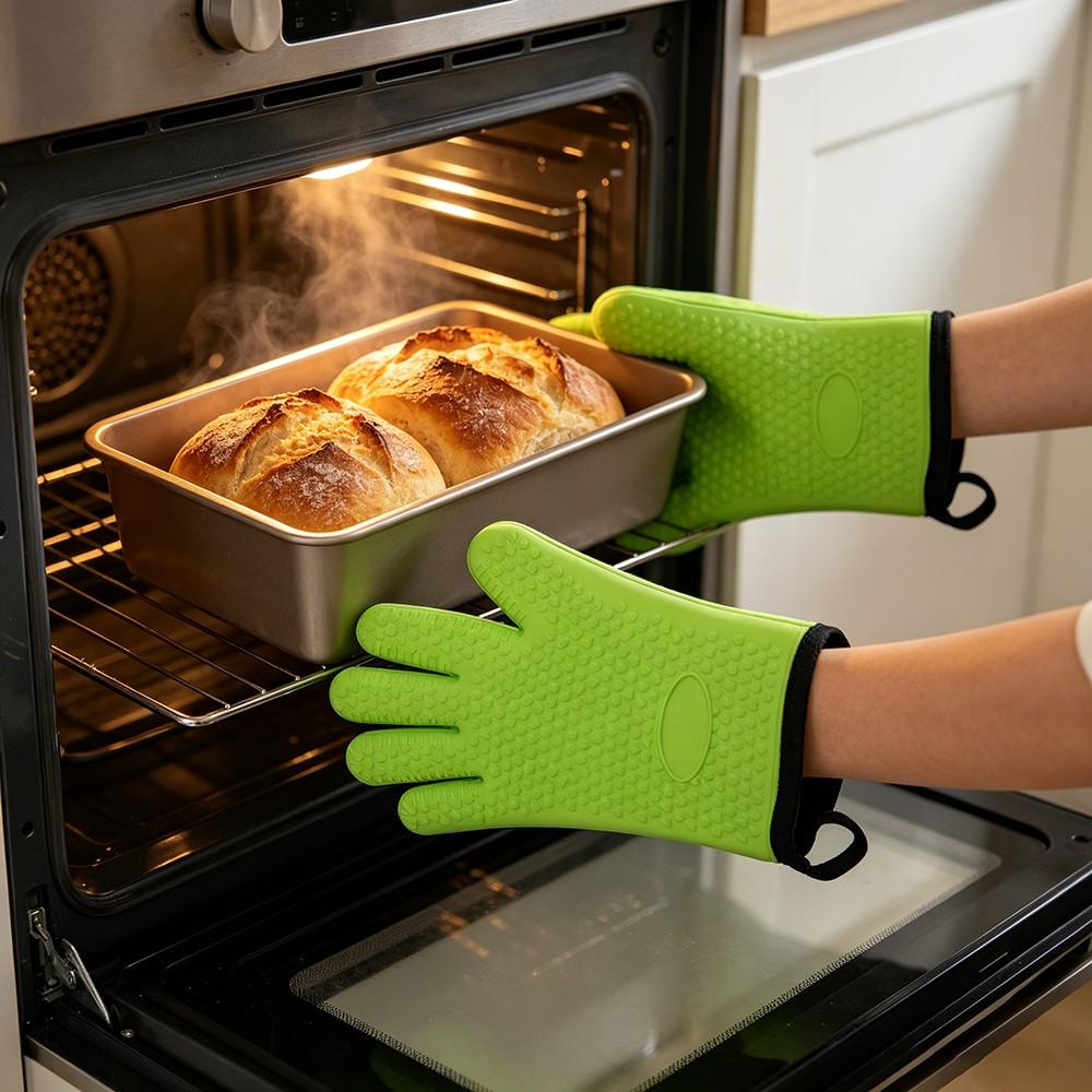 Oven Mitt Silicone - 1/2pcs Oven Mitts with Cotton Liner
